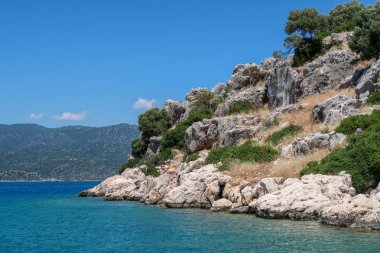 Kekova nerede Dolkisthe Antik Şehir batık batıklar 2 yüzyılda depremler tarafından tahrip edildi, Tukey