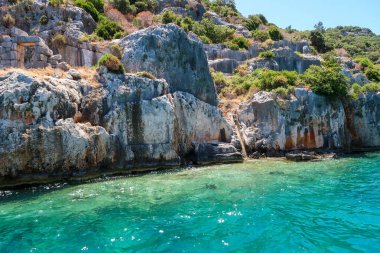 Kekova nerede Dolkisthe Antik Şehir batık batıklar 2 yüzyılda depremler tarafından tahrip edildi, Tukey