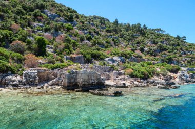 Kekova nerede Dolkisthe Antik Şehir batık batıklar 2 yüzyılda depremler tarafından tahrip edildi, Tukey