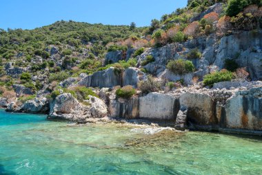 Kekova nerede Dolkisthe Antik Şehir batık batıklar 2 yüzyılda depremler tarafından tahrip edildi, Tukey