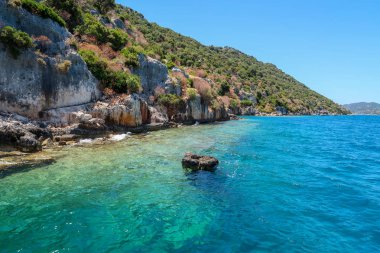 Kekova nerede Dolkisthe Antik Şehir batık batıklar 2 yüzyılda depremler tarafından tahrip edildi, Tukey
