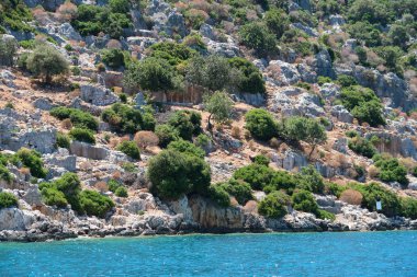 Kekova nerede Dolkisthe Antik Şehir batık batıklar 2 yüzyılda depremler tarafından tahrip edildi, Tukey                               