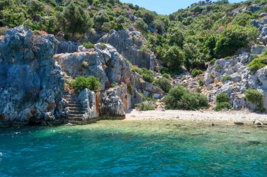 Kekova nerede Dolkisthe Antik Şehir batık batıklar 2 yüzyılda depremler tarafından tahrip edildi, Tukey