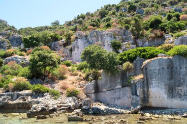 Kekova nerede Dolkisthe Antik Şehir batık batıklar 2 yüzyılda depremler tarafından tahrip edildi, Tukey