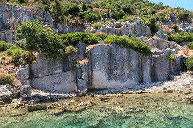 Kekova nerede Dolkisthe Antik Şehir batık batıklar 2 yüzyılda depremler tarafından tahrip edildi, Tukey