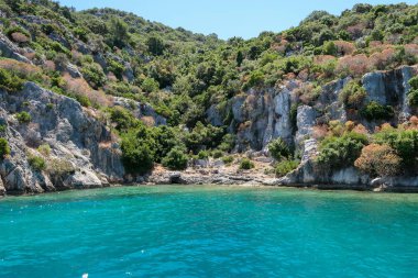 Kekova nerede Dolkisthe Antik Şehir batık batıklar 2 yüzyılda depremler tarafından tahrip edildi, Tukey