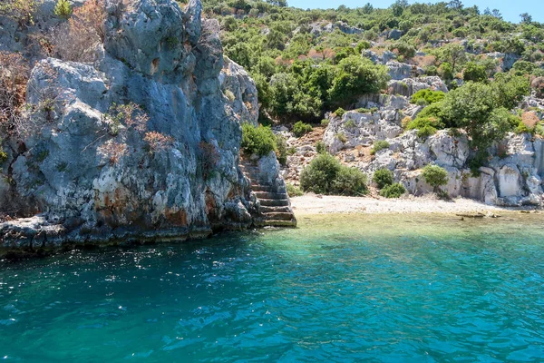 Kekova Donde Naufragios Hundidos Dolkisthe Antigua Ciudad Que Fue Destruida — Foto de Stock