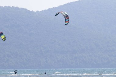 Marmaris, Akyaka / Türkiye -2 Eylül 2019, Spor Aktivite Uçurtma Sörfü