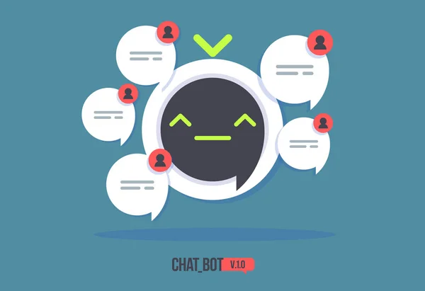 Χαριτωμένο ρομπότ εικονίδιο με το συννεφάκι ομιλίας υποστήριξη υπηρεσίας chat bot διάνυσμα μοντέρνα επίπεδη καρτούν χαρακτήρα έξυπνη συνομιλία Βοηθός. — Διανυσματικό Αρχείο