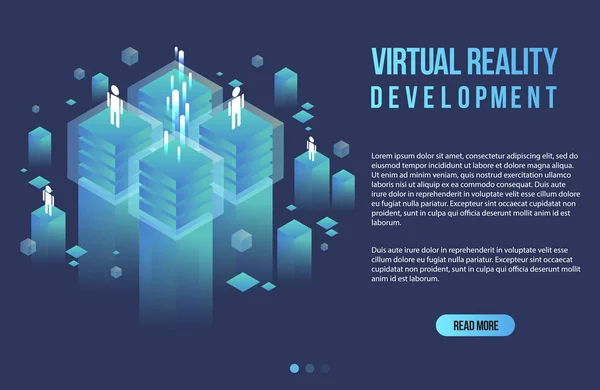 Banner isométrico de concepto de realidad aumentada. Plantilla de diseño plano para aplicación móvil y sitio web. Ilustración isométrica de realidad virtual . — Archivo Imágenes Vectoriales