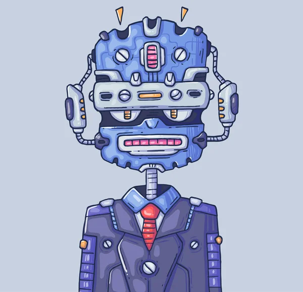 Gerente de robôs. Chatbot ou robô-ajudante. Desenhos animados ilustração para impressão e web. Personagem no estilo gráfico moderno . — Vetor de Stock