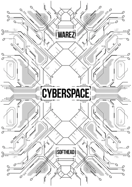 Cyberpunk futurystyczny plakat. Tech plakat streszczenie szablon. Nowoczesne ulotki dla sieci web i drukowania. — Wektor stockowy