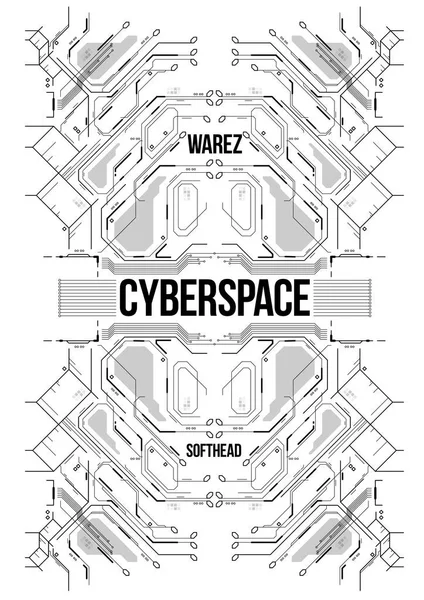 Manifesto futuristico cyberpunk. Modello di poster astratto tecnico. Volantino moderno per web e stampa . — Vettoriale Stock