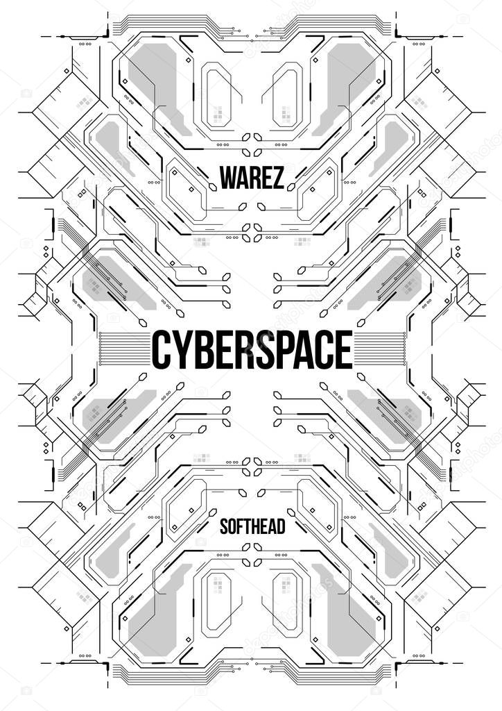 Cyberpunk futuristic poster. Tech Abstract poster template. Modern flyer for web and print.