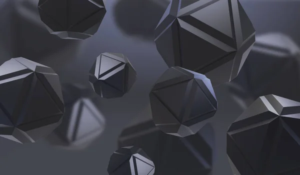 Abstrakta 3d-rendering av kaotiska geometriska former i tomma rymden. Futuristiska bakgrunden med tech abstrakta element. — Stockfoto