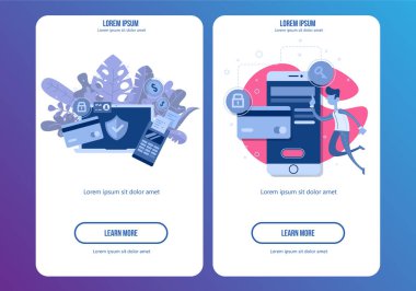 Hareket eden telefon ödeme düz stil simgesinde. Internet mağaza, online mağaza, web satın alma ve ödeme. Smartphone para birimi tasarım öğeleri.