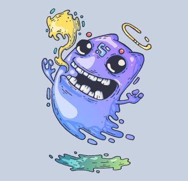 Komik hayalet palyaçoluk. Gösterim amacıyla web karikatür ve yazdırma.