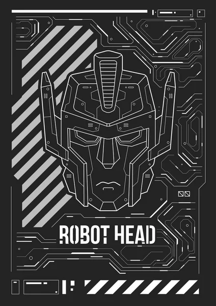 Affiche futuriste avec tête de robot. Modèle pour le web et l'impression. Brochure et dépliant Mise en page . — Image vectorielle