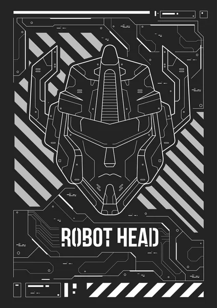 Футуристический плакат с головой робота. Шаблон для веб и печати. Макет брошюры и листовки . — стоковый вектор