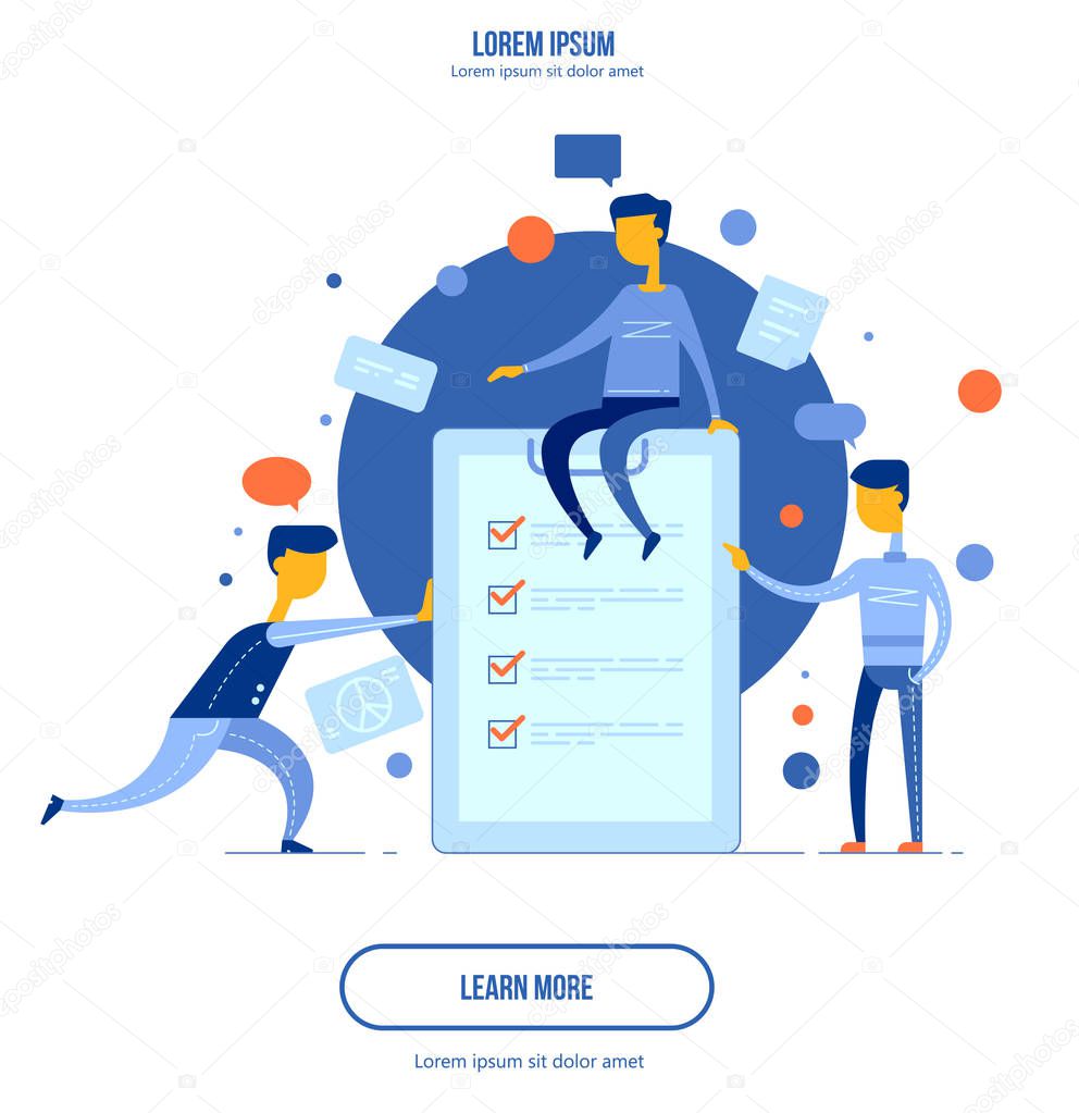 teamwork on finding new ideas, Human resources requirements. Business illustration vector graphic on white background.