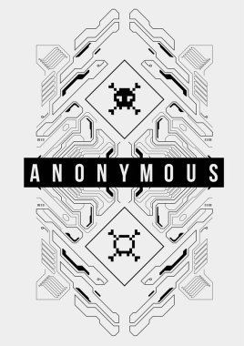 Cyberpunk fütüristik poster. Retro futuristik poster şablonu. Teknik soyut poster şablonu. Web ve baskı için modern el ilanı. kesmek, siber kültür, programlama ve sanal ortamlar.