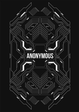 Cyberpunk fütüristik poster. Retro futuristik poster şablonu. Teknik soyut poster şablonu. Web ve baskı için modern el ilanı. kesmek, siber kültür, programlama ve sanal ortamlar.