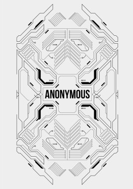 Cyberpunk fütüristik poster. Retro futuristik poster şablonu. Teknik soyut poster şablonu. Web ve baskı için modern el ilanı. kesmek, siber kültür, programlama ve sanal ortamlar.