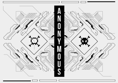 Cyberpunk fütüristik poster. Retro futuristik poster şablonu. Teknik soyut poster şablonu. Web ve baskı için modern el ilanı. kesmek, siber kültür, programlama ve sanal ortamlar.