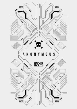 Cyberpunk fütüristik poster. Retro futuristik poster şablonu. Teknik soyut poster şablonu. Web ve baskı için modern el ilanı. kesmek, siber kültür, programlama ve sanal ortamlar.