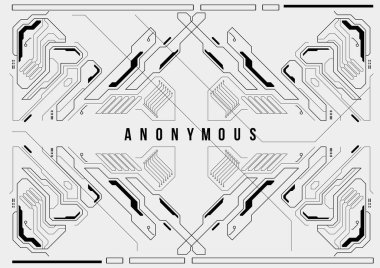 Cyberpunk fütüristik poster. Retro futuristik poster şablonu. Teknik soyut poster şablonu. Web ve baskı için modern el ilanı. kesmek, siber kültür, programlama ve sanal ortamlar.