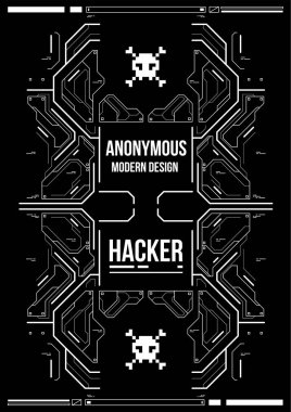 Cyberpunk fütüristik poster. Retro futuristik poster şablonu. Teknik soyut poster şablonu. Web ve baskı için modern el ilanı. kesmek, siber kültür, programlama ve sanal ortamlar.