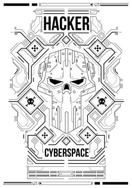 Cyberpunk fütüristik poster. Retro futuristik poster şablonu. Teknik soyut poster şablonu. Web ve baskı için modern el ilanı. kesmek, siber kültür, programlama ve sanal ortamlar.