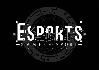ESports. Hud öğeleri yazdırma ve web ile kavramsal düzeni. Fütüristik kullanıcı arabirimi öğeleri ile yazı.