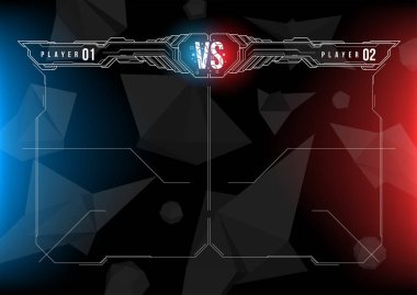 Versus screen design with HUD elements. Announcement of a two fighters. Battle banner match, vs letters competition confrontation. Futuristic design. clipart