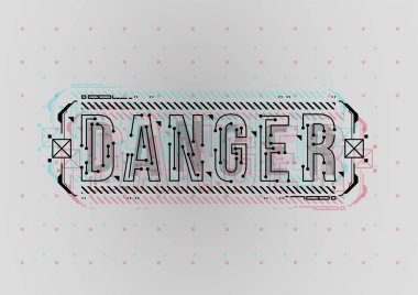 Tehlike. Hud öğeleri yazdırma ve web ile kavramsal düzeni. Fütüristik kullanıcı arabirimi öğeleri ile yazı.