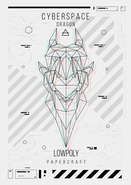 Absztrakt alacsony poly sablon. Poszter poligonal állat. Elrendezés Hud futurisztikus elemekkel. — Stock Vector