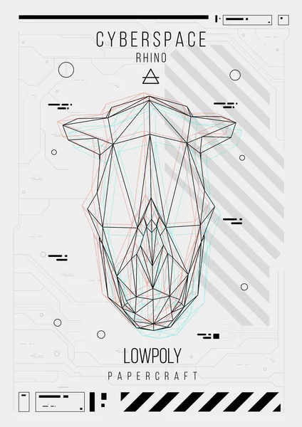 Abstraktní nízké poly šablona. Plakát s poligonal zvíře. Rozložení s futuristické prvky Hud. — Stockový vektor