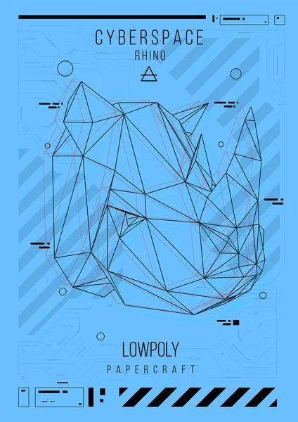 Abstraktní nízké poly šablona. Plakát s poligonal zvíře. Rozložení s futuristické prvky Hud. — Stockový vektor
