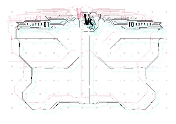 Conception d'écran Versus avec des éléments HUD. Annonce d'un deux combattants. Match de bannière de bataille, vs affrontement de compétition lettres. Conception futuriste . — Image vectorielle