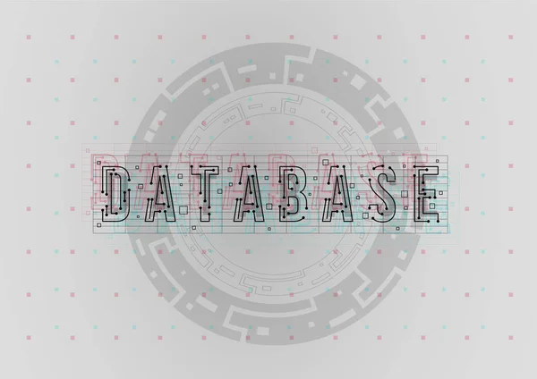 Diseño conceptual de base de datos con elementos HUD para impresión y web. Letras con elementos futuristas de interfaz de usuario . — Vector de stock