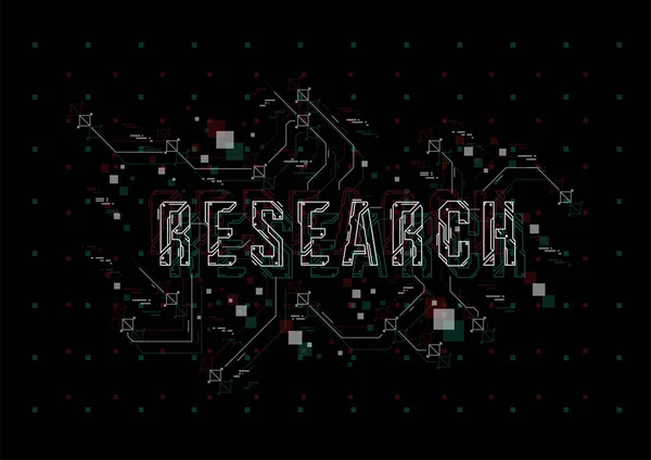 La recherche. Disposition conceptuelle avec des éléments HUD pour l'impression et le web. Lettrage avec des éléments d'interface utilisateur futuristes . — Image vectorielle