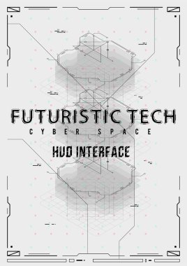 Hud elemanları ile fütüristik poster. Web ve yazdırma şablonu. Broşür ve el ilanı Düzeni.