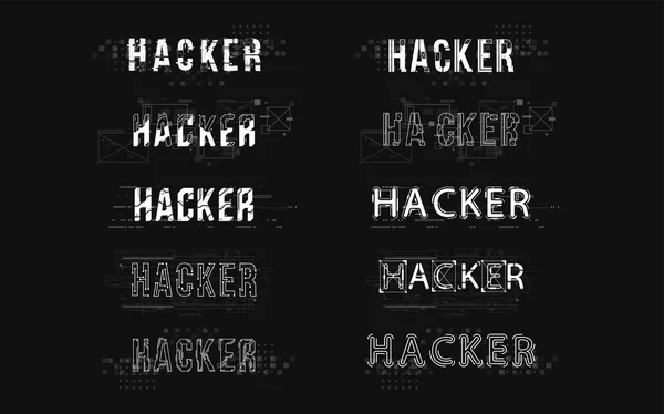 黑客 攻击。带有 Hud 元素的概念布局，用于打印和 Web。带有未来用户界面元素的字母. — 图库矢量图片