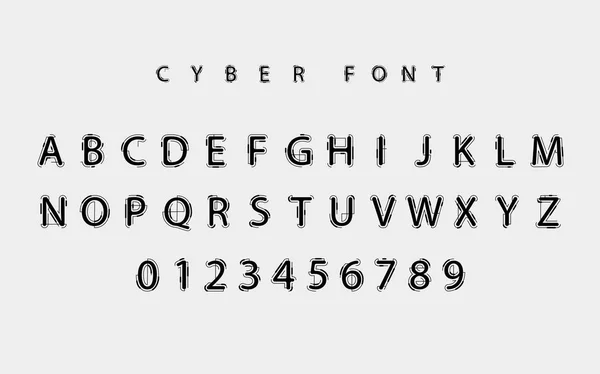 Futuristische vector lettertype ontwerp. Letters en cijfers voor web en app. Techno type lettertype alfabet. Digitale hi-tech stijl symbolen. — Stockvector