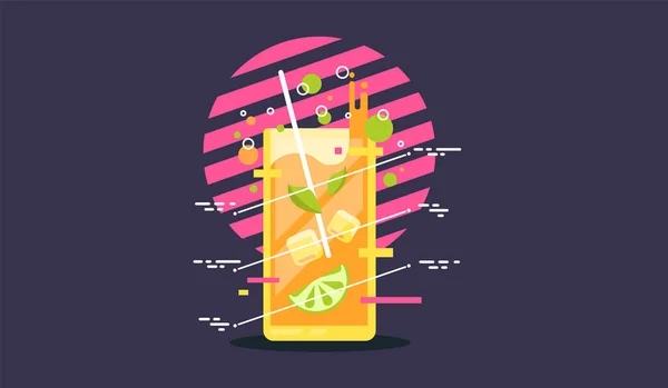 밀 짚 아이콘 coctail 유리입니다. 웹에 대 한 밀 짚 벡터 아이콘 coctail 유리의 만화 그림 — 스톡 벡터