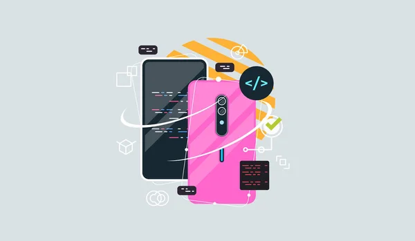 Platt vektorkoncept illustration av smartphone användbarhet. — Stock vektor