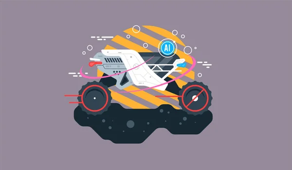 Autonomous driverless vehicles navigation systems, Military unmanned all-terrain vehicle. — Stock Vector