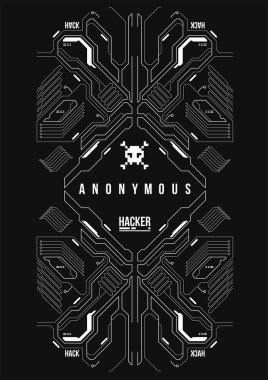 Cyberpunk fütüristik poster. Retro futuristik poster şablonu. Teknik soyut poster şablonu. Web ve baskı için modern el ilanı. kesmek, siber kültür, programlama ve sanal ortamlar.