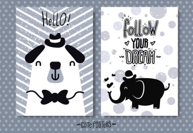 kreş için sevimli posterler. Sevimli kreş sanatı. Bebek için Dekor, Çocuk Duvar Sanatı, Baskı.