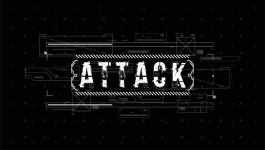 Saldırı. Baskı ve web için Hud elemanları ile Kavramsal Düzen. Fütüristik kullanıcı arabirimi elemanları ile yazı.